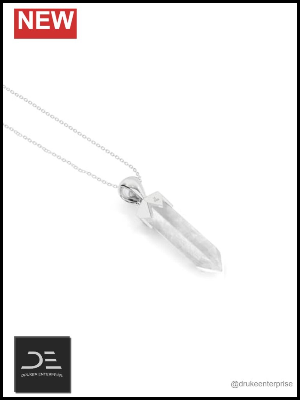 Hexagonal Crystal Quartz Pendant Necklace, Sterling Silver, Bezel Set, Gift for